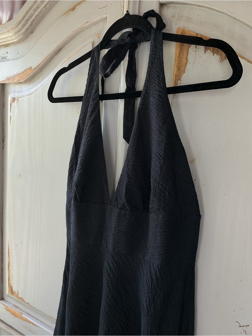 J. Crew | Black Cotton Seersucker Halter  Dress Fit & Flare Size 10 Y2K Revival - Picture 3 of 7